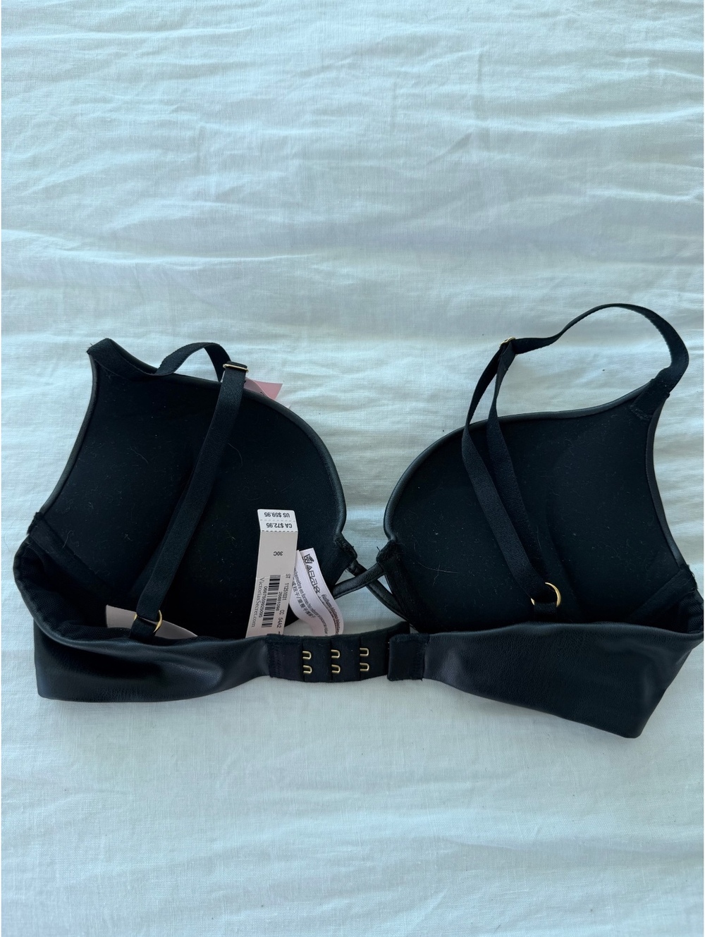Victoria's Secret black vegan leather push-up bra 30C - Picture 4 of 5